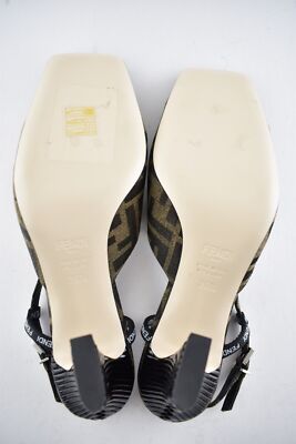 FENDI レギンス　36 Fendi Freedom Black Brown Jacquard FF Logo Square Toe