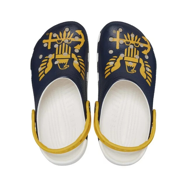 CROCS Navy Blue Printed Slip-On Clogs with Yellow Accents Crocs Classic All Terrain Clog  main image 4
