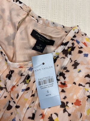 Ann Taylor Floral Pleat Front Belted Pleat Dress Pink Womens S PETITE | eBay