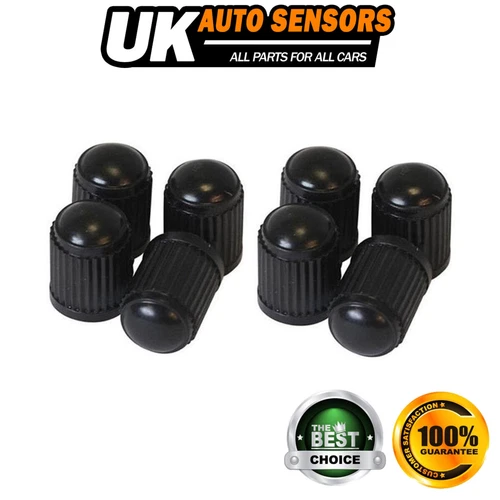 8x Black Plastic Tyre Valve Air Dust Caps Universal Car Van Truck Cycle