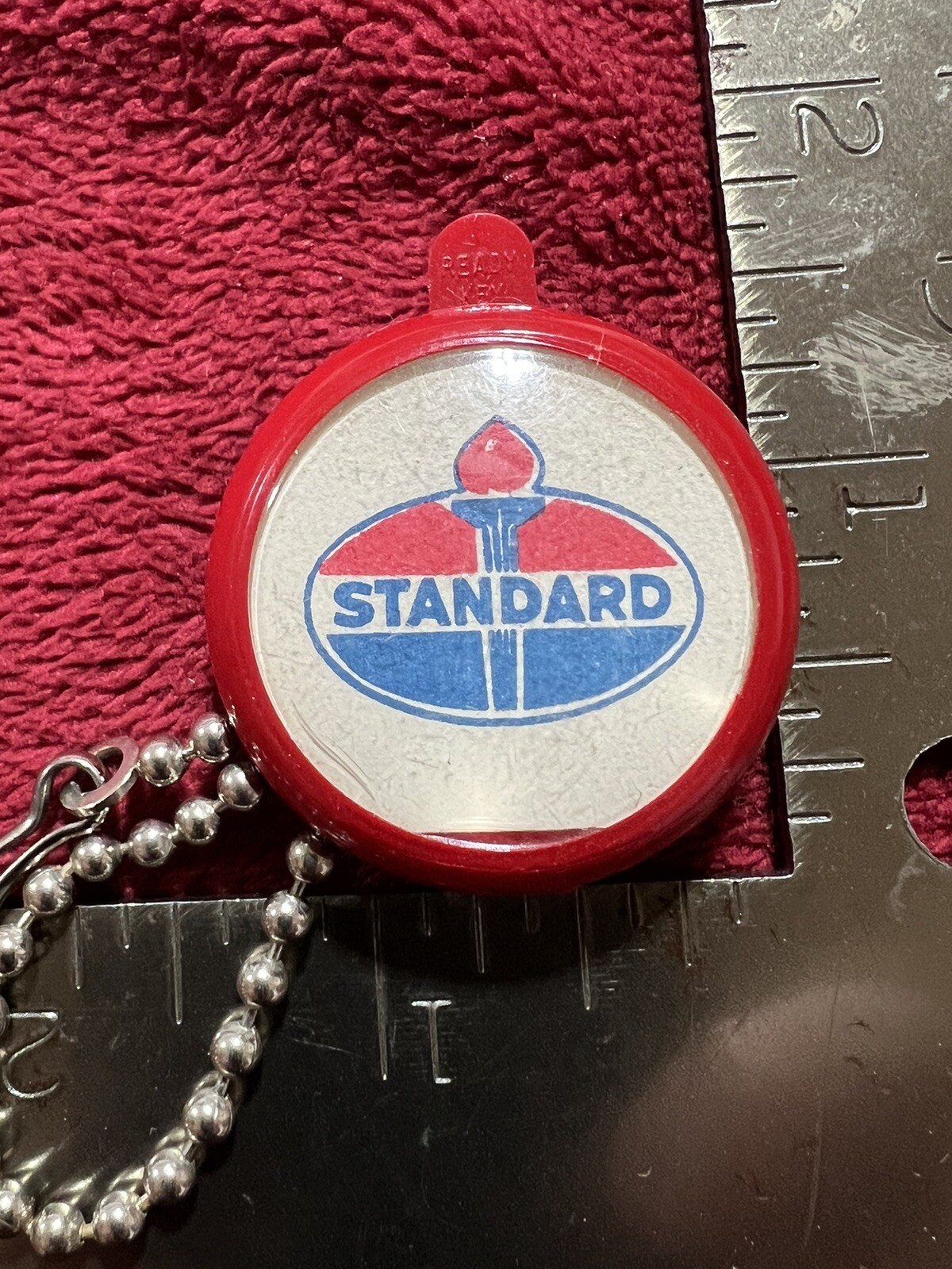 Vintage Salesman Sample Key Chain, Lee’s Standard Oil Service, Complete Car Care