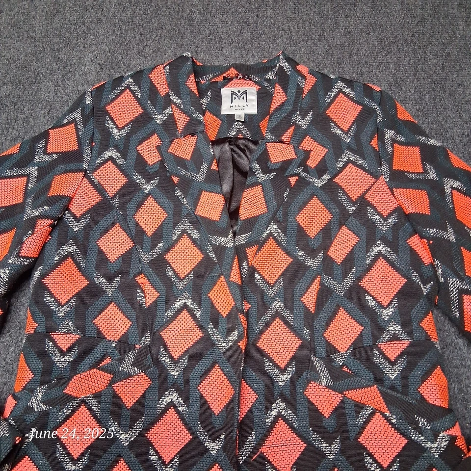 Abrigo largo Milly Minis niñas talla 12 naranja y negro diamante Foto 2 de 4