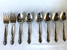 VTG Lot of 8 Market Place Utensils Serving Spoons Forks Stainless Steel MPF 6