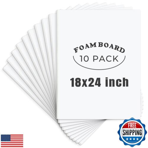 AUEAR, 10 Pack 18x24 White Foam Boards, Foam Core Poster Board for Display, M