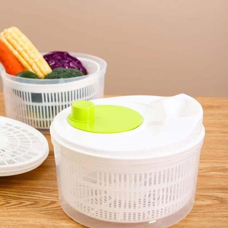 Salad Spinner Vegetables Leaf Lettuce Dryer Drainer Fruit Wash Clean Basket New,-image