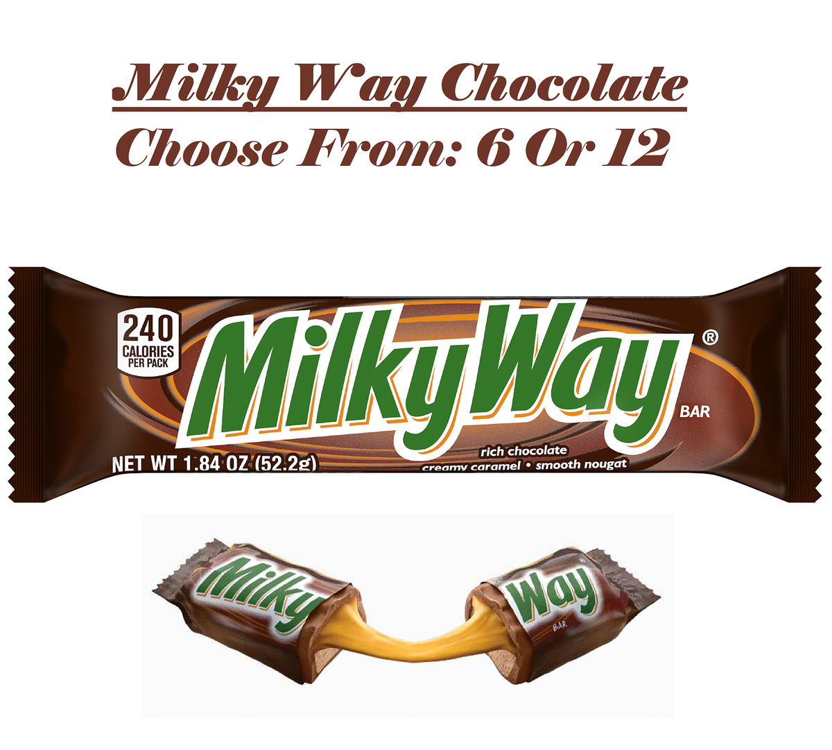 MILKY WAY Milk Chocolate Single Size Candy Bars 1.84 oz