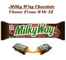MILKY WAY Milk Chocolate Single Size Candy Bars 1.84 oz.  Choose From: 6 Or 12 
