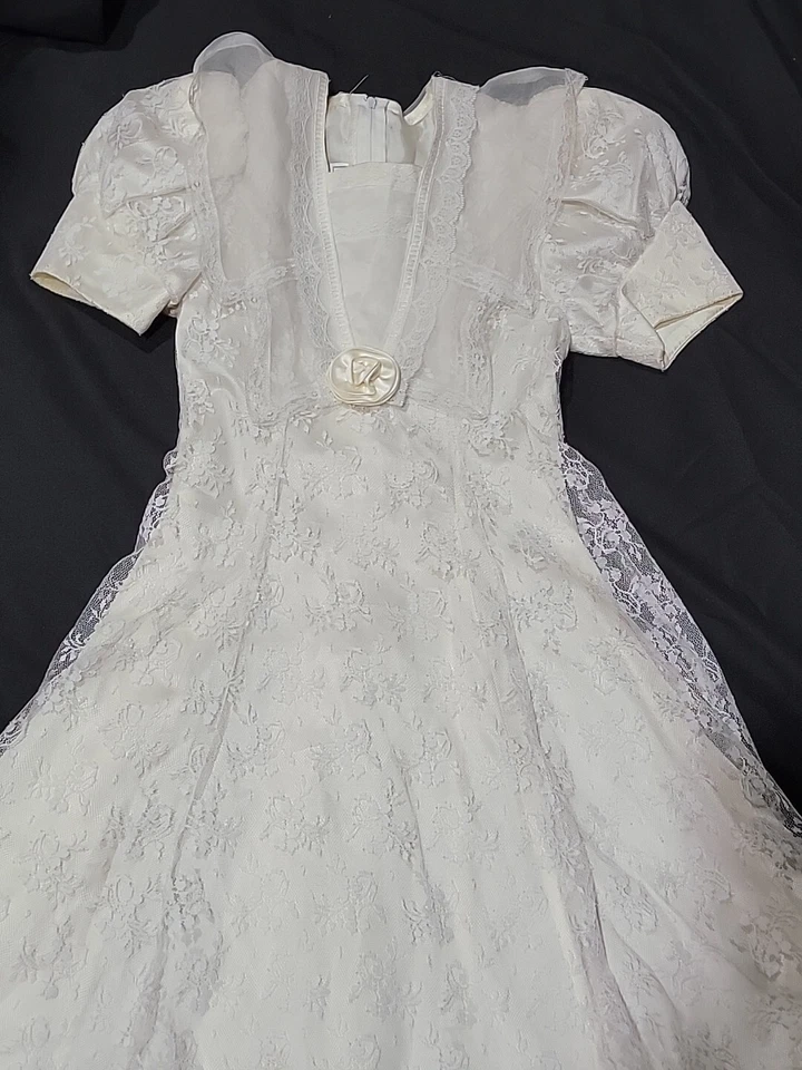 Jessica McClintock Girls Vintage Made in USA Edwardian Lace Dress (Size 8) #1 - Image 4 of 4
