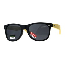 Real Bamboo Wood Temple Sunglasses Casual Horn Rim Matted Frame