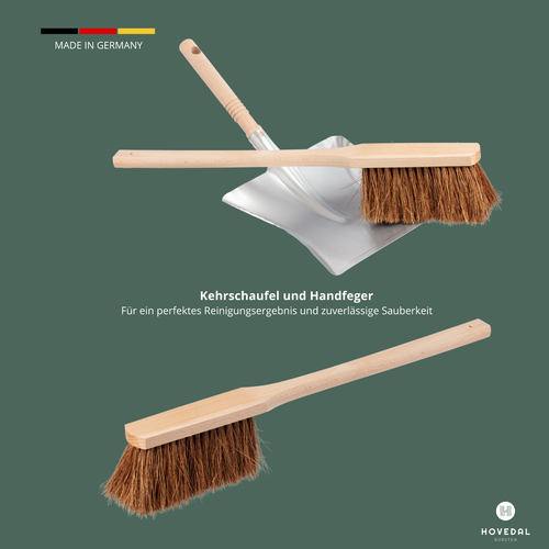 Kehrschaufel und Kokos Handfeger langer Stiel - Made in Germany - Bild 3 von 7