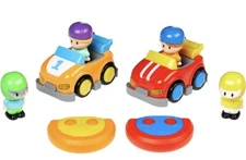 Amazon Basics Cartoon Remote Control Race Car Toys, 2 Pack, Red/Yellow Toddler