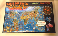 Children's Map Of The World Giant 500 Piece Jigsaw Puzzle 24  x 36   Complete