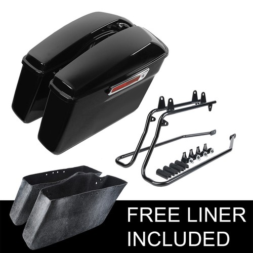 Hard Saddlebags Saddle Bags W/Conversion Brackets For Harley Softail Fatboy FLST