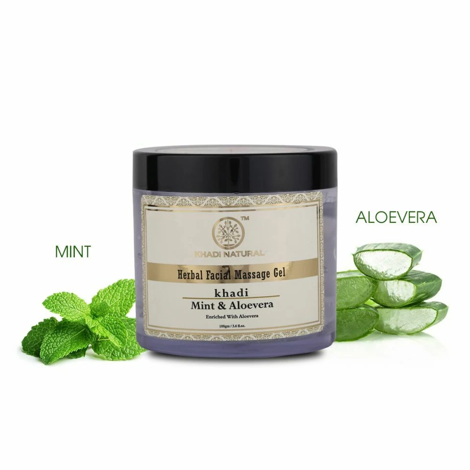 Khadi Natural Mint & Aloe vera Herbal Facial Massage Gel 100gm Free Shipping - Image 2 of 4