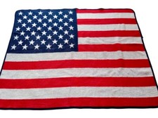 Patriotic Warm Throw Blanket American Flag 62 x 75 Coverlet Red White Blue Ragz