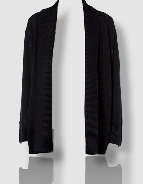 395 Vince Women s Blue Rib Front Wool Cashmere Cardigan Sweater Size Medium