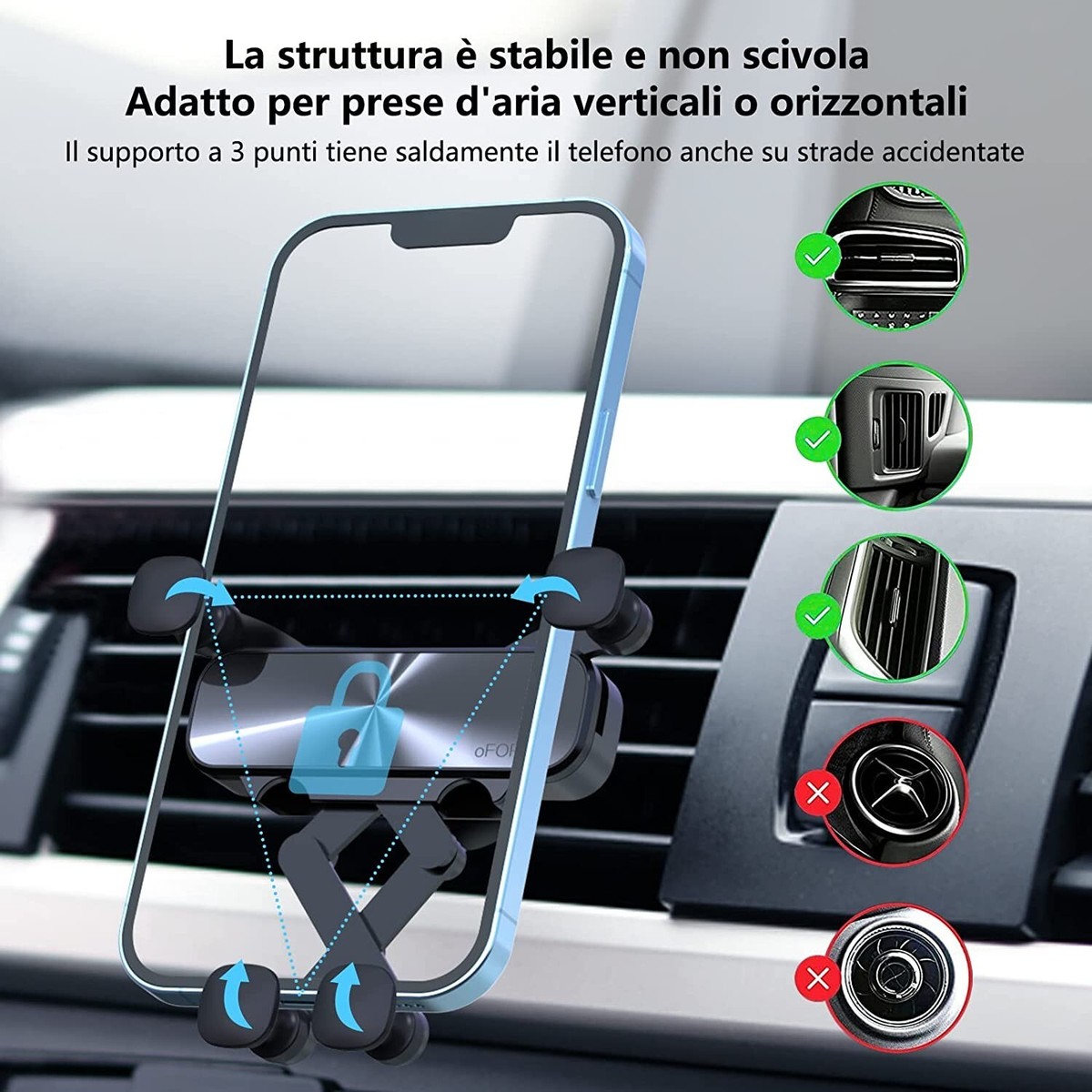 Set 6 Porta Airbag Per Cellulare In Acrilico Con Motivo Floreale - Supporto Magnetica E Regolabile - Foto 5