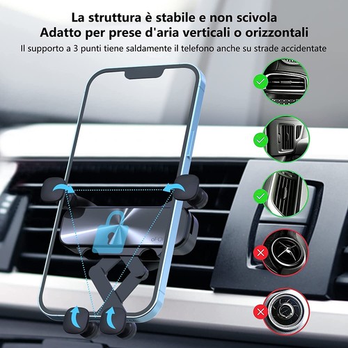 PORTA TELEFONO CELLULARE PER AUTO UNIVERSALE SUPPORTO SMARTPHONE BOCCHETTE ARIA - Imagen 7 de 17