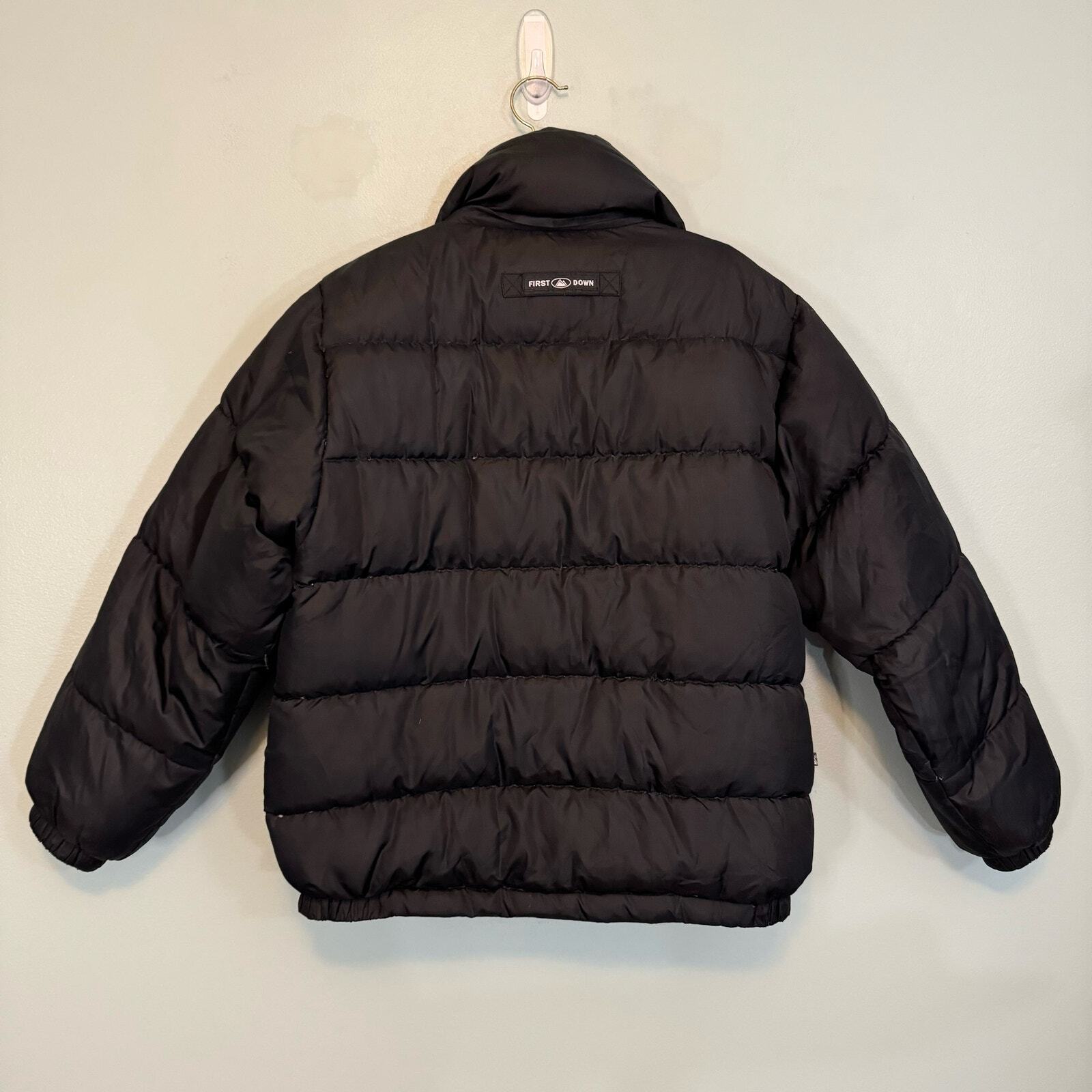 First Down Puffer Jacket Mens Medium Black Full Z… - image 2