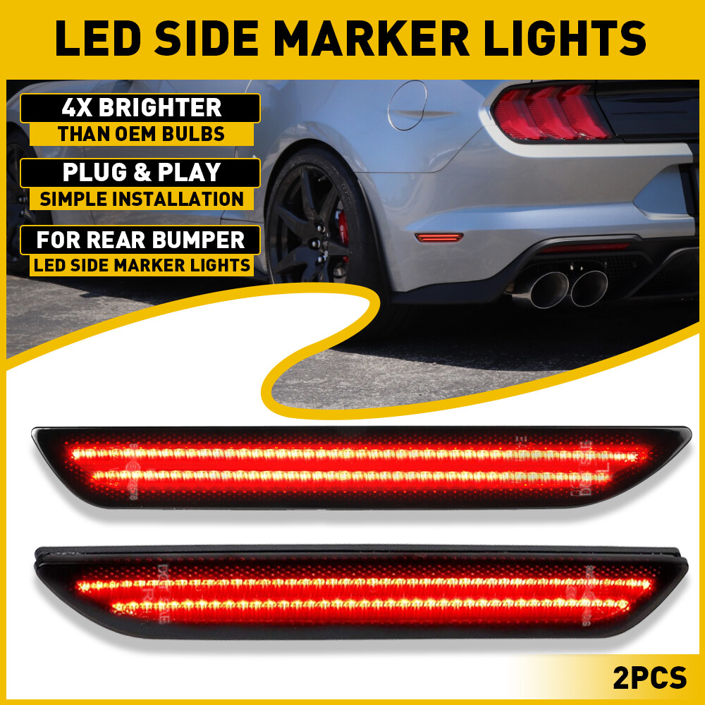 Smoked LED Rear Bumper Side Marker Lights for 2015-2022 Ford Mustang  