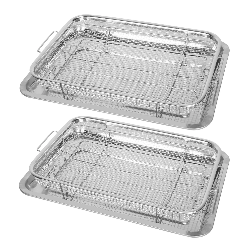 Air Fryer Basket for Oven, Set Stainless Steel Oven Air Fryer Basket and Tray