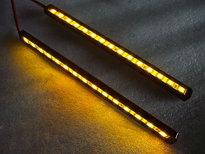 LED Blinker Streifen Paar mit gefräster CNC schwarz wasserdicht Gehäuse gelb LEDs,