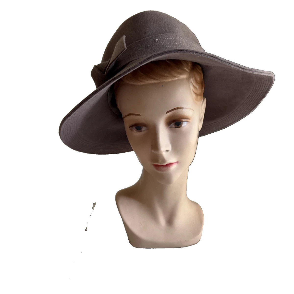 Vintage Ernie 100% Wool Felt Cloche Hat – Taupe 23” Christian Siriano New York Cloche Hat, Women main image 3