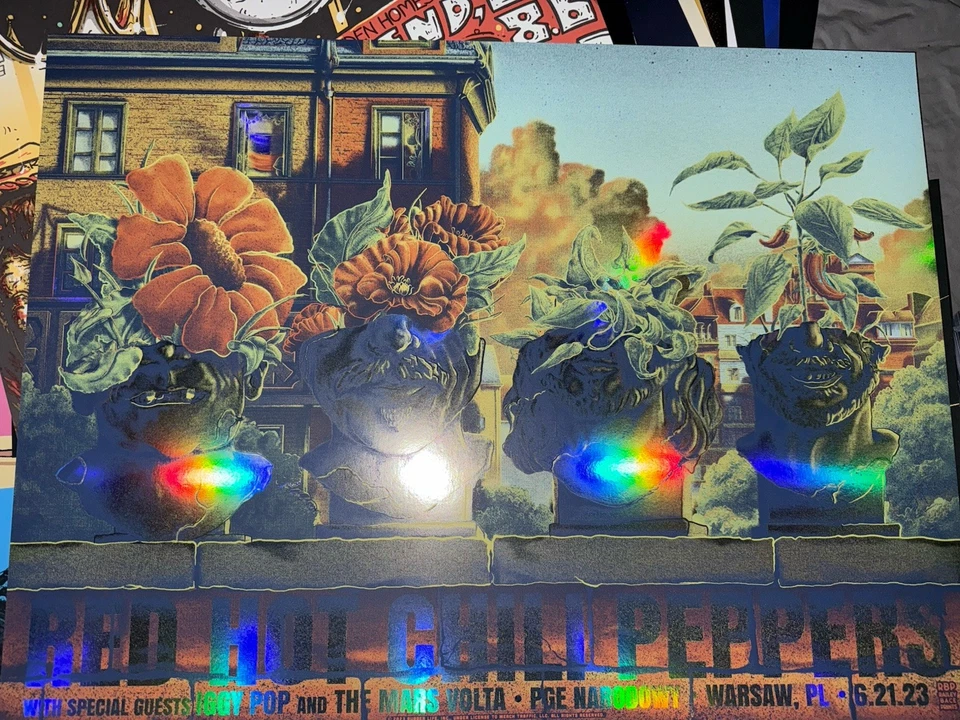 Red Hot Chili Peppers FOIL Poster Warsaw Poland Iggy Pop Bailey Race Mars Volta - Image 3 of 4