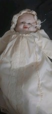 Cloth Baby Doll in White Lace Gown with Bonnet