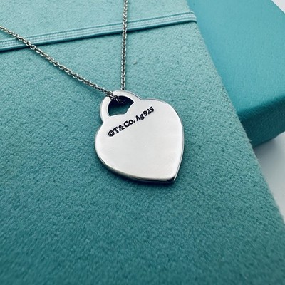 Return to Tiffany & Co Small Diamond Heart Charm Necklace 18” in