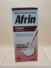 Afrin Original 12 Hour Nasal Sinus Spray Congestion Relief- 0.5 fl oz Exp 09/27