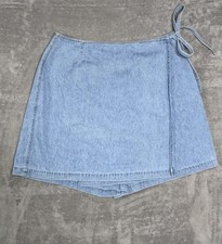 Vintage 1980s Jordache Light Indigo Wrap Denim Skort Fits Size 33W