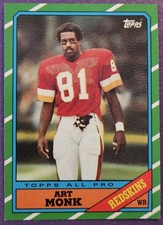 1986 Topps #175 Art Monk Football card Washington Redskins! HOF!