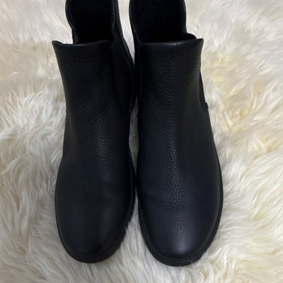 ECCO Chelsea Black Leather Ankle Boots Pull On Non-Slip Women's EU 40 US 9-9.5
