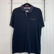 Ted Baker Men's Navy Blue 100 Cotton Short Sleeve Polo Shirt Size XL