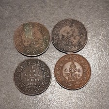 India 1/12 Anna 1908, 1909, 1912, 1920 Coins