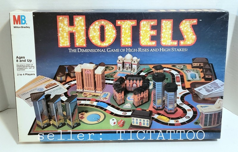 🔥 Milton Bradley HOTELS Board Game 1987 Real Estate COMPLETE VERY GOOD +