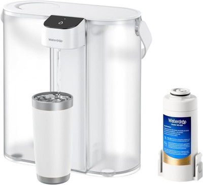 Waterdrop Compact Electric Water Filter Pitcher, Dispenser,White,with 1 Filter
