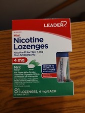 Leader Nicotine Mini Lozenges Stop Smoking Aid Mint 4mg 81 Count Exp. 2027/12