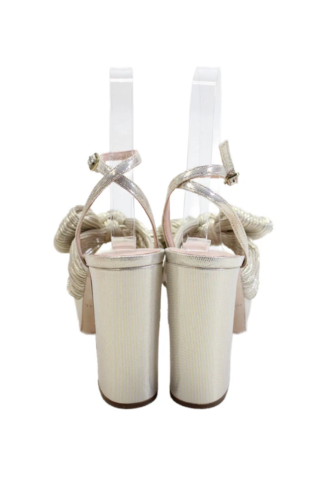 Tacones con lazo plisados plataforma Natalia Loeffler Randall para mujer - talla platino cojo Foto 3 de 4