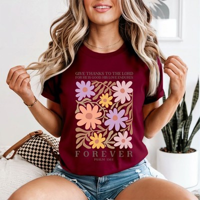 Danke dem Herrn für immer Psalm 136,1 Bibelvers Damen T-Shirt