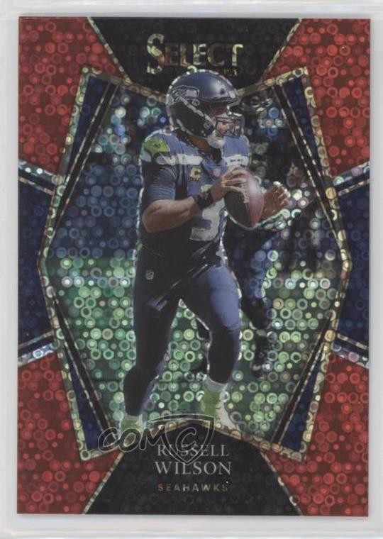 2021 Panini Select Premier Level Red Disco Prizm 19/49 Russell Wilson #130 0s1o