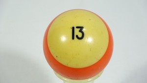 Vintage Orange Striped Pool 13 Ball -  2 3/8" - 160g