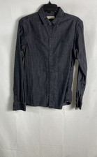 AllSaints Women's Faded Black Cotton Long Sleeve Button Down Shirt Sz XS