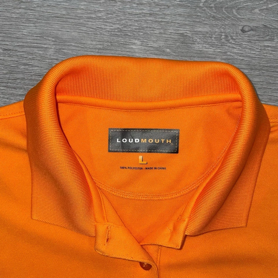 Polo de golf grande Loudmouth para mujer con logotipo naranja mangas cortas cómodo Foto 3 de 4