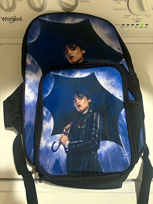 Wednesday Addams Backpack Polyester Zip, Medium, Pockets with Lunch bag