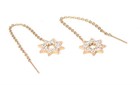 Snowflake Threader Earrings Crystal Pave Yellow Gold PVD Surgical Steel — photo 1