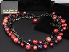 Vintage JOAN RIVERS Dangle Bead & Chain Multi Strand Statement Necklace w/ Box