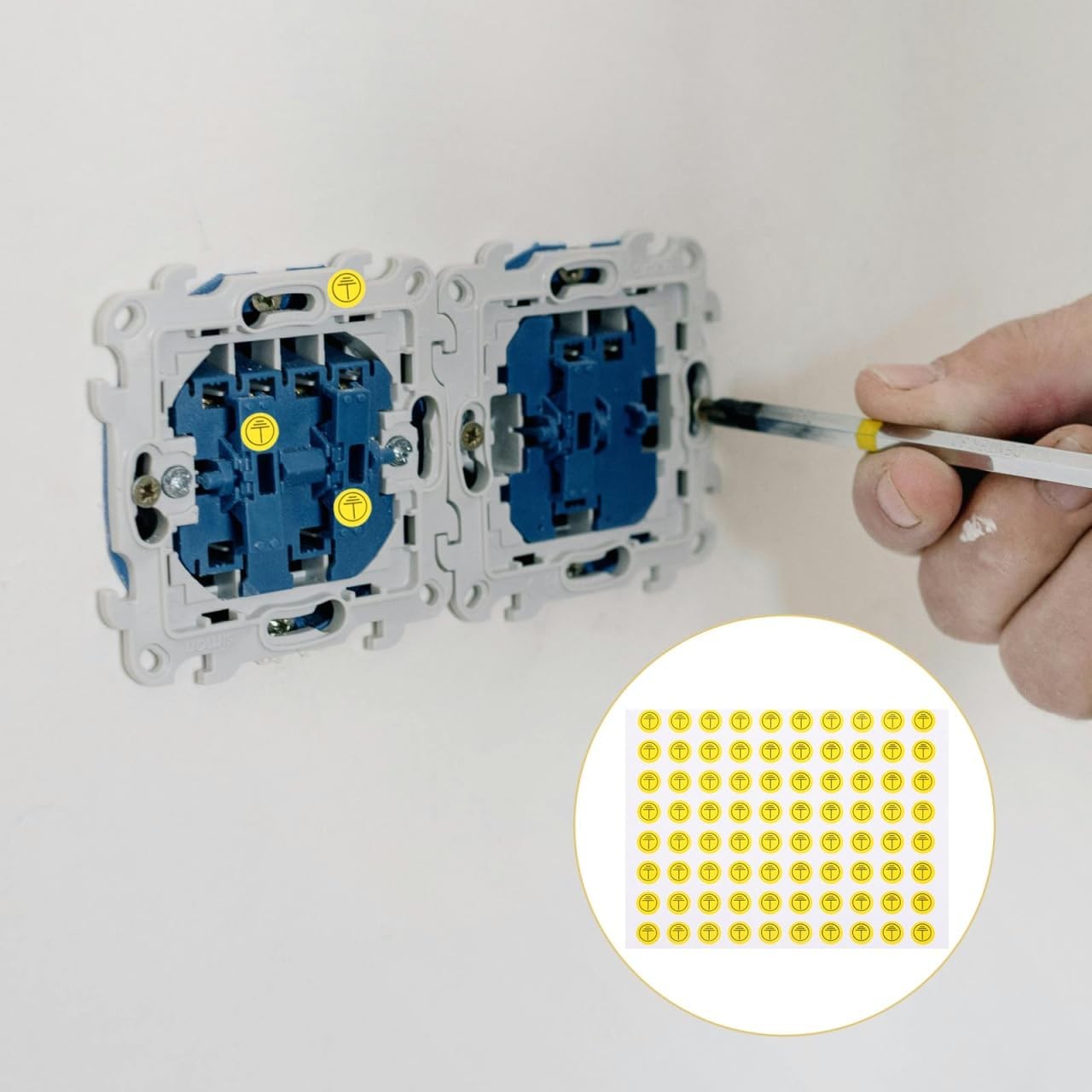 iplusmile 800pcs Ground Symbol Stickers Labels 1.00X1.00X0.10CM, Yellow 