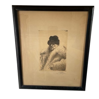 Anders Zorn Self Portrait 1916 Signed Original Etching Asplund 270 Framed VTG